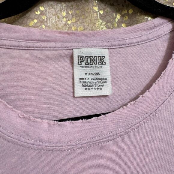 PINK Victorias Secret Lavender Campus Long Sleeve T Shirt Medium - Picture 3 of 6